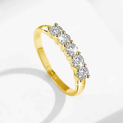 14K Gold Filled Pink Moissanite Rings 5 Stone D VVS1 for Women Man with 1/20th 14 Karat Gold Engagement Wedding Jewelry