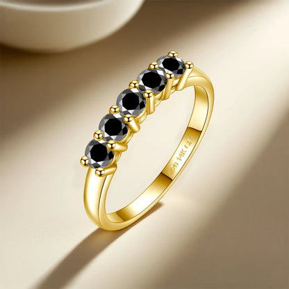 14K Gold Filled Pink Moissanite Rings 5 Stone D VVS1 for Women Man with 1/20th 14 Karat Gold Engagement Wedding Jewelry