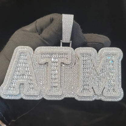 Iced Out Whole Piece Big Letter Pendant Solid Back Personalized Name Necklace With 20MM Cuban Chain Fashion Jewelry For Party