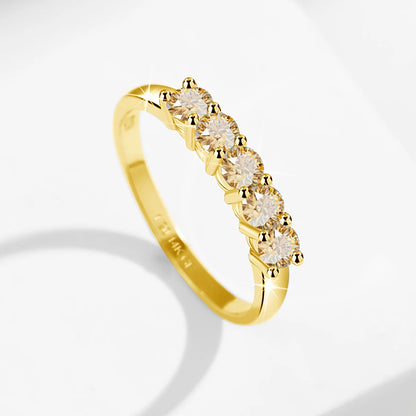 14K Gold Filled Pink Moissanite Rings 5 Stone D VVS1 for Women Man with 1/20th 14 Karat Gold Engagement Wedding Jewelry